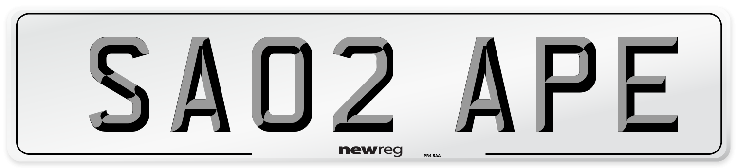 SA02 APE Number Plate from New Reg